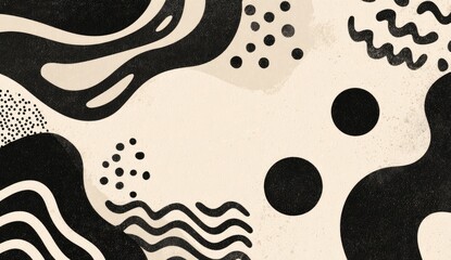 Abstract organic shapes and dots on a textured, light background