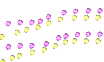 Vibrant Pink and Yellow Glass Beads on White Background Isometric Vector Illustration for Design Projects