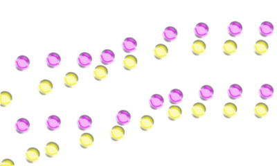 Vibrant Pink and Yellow Glass Beads on White Background Isometric Vector Illustration for Design Projects