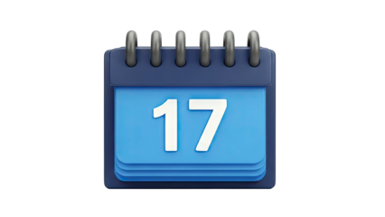 Calendar Showing Date 17 on White Background