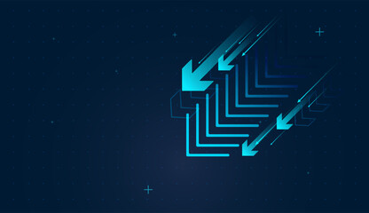 Modern finance arrows emphasize positive cash flow and sustainable corporate development. Ascending arrow graphics highlight economic recovery and revenue acceleration