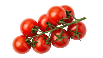 Fresh vine of cherry tomatoes PNG isolated on transparent background, vibrant red vegetables for...