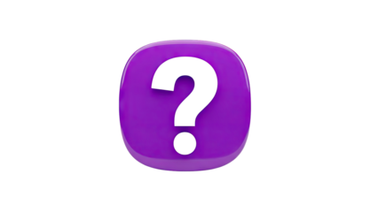3D Purple Question Mark Icon on White Background