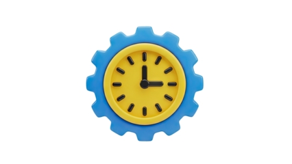 3D Rendered Clock with Gear Mechanism on White Background