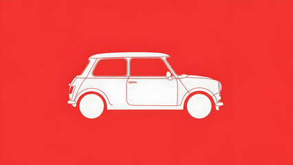 Vintage Mini Cooper on bold red background