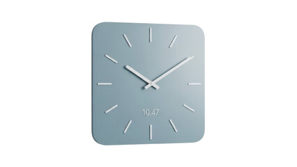 Square mint clock isolated PNG on transparent background, modern timekeeping device for home decor and office use, minimalist design