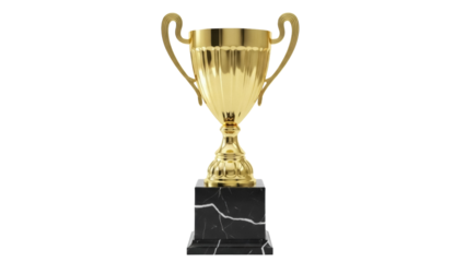 Golden trophy cup isolated PNG, award prize for winner of competition or championship on transparent background