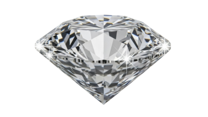 Sparkling diamond isolated PNG on transparent background, precious gemstone with brilliant facets for jewelry design and luxury concepts