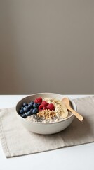 A healthy breakfast with berries and fruits on a plate