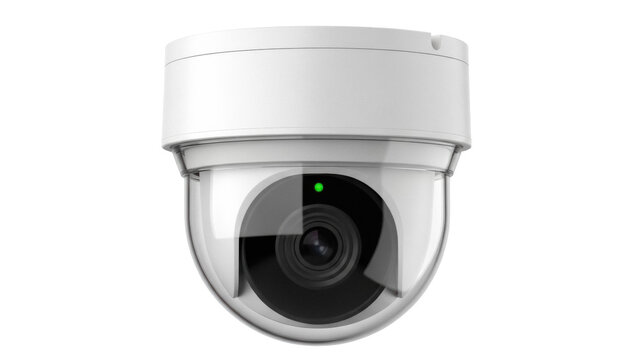 Dome security camera PNG isolated on transparent background, surveillance system for safety and protection, modern technology