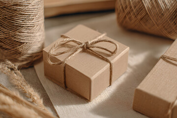 Crafting beautiful gift packages with brown paper, twine, and tags for special occasions or holiday celebrations