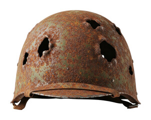 Historical military helmet warzone isolated on transparent background