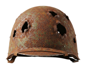 Historical military helmet warzone isolated on transparent background