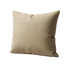 Textured beige cushion isolated on transparent background
