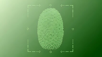 Green fingerprint with dotted lines and dots on gradient background