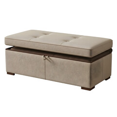 upholstered storage ottoman isolated on transparent background