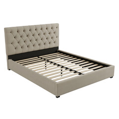 upholstered bed with tufted headboard isolated on transparent background