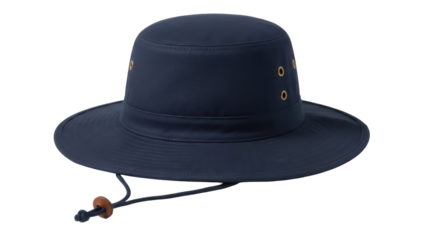 Dark blue bucket hat PNG isolated on transparent background, sun protection headwear for outdoor activities and travel