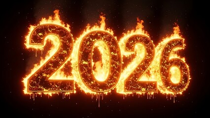 Dynamic Fiery 2026 Digital Text Effect for New Year's Eve
