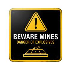 Landmine Warning Sign isolated on transparent background