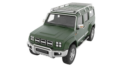 Green off-road vehicle PNG isolated on transparent background, 4x4 car for adventure and exploration, automotive design © Cristian