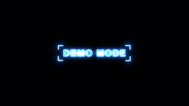 Neon Blue "DEMO MODE" Glitch Text Animation, Futuristic Cyberpunk UI Overlay with Alpha Channel