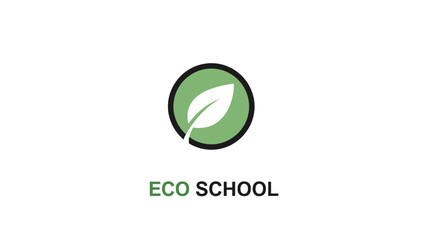 Fototapeta premium Eco School Logo with Leaf Symbol 1.