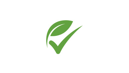 Green Leaf Checkmark Logo Design Element.