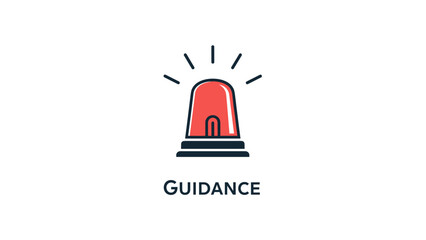 Red Siren Alert Guidance Icon Illustration.