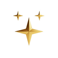 Golden Four Point Stars Set Christmas Sparkle and Shiny Star Ornaments Isolated on White Background Festive Design Elements