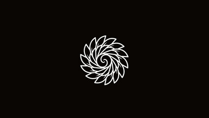 White Spiral Design Element on Black.