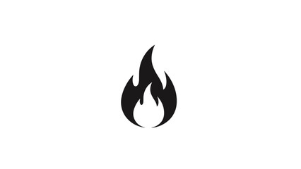 Black Flame Icon Simple Design Element.