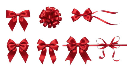 Collection of elegant red bows