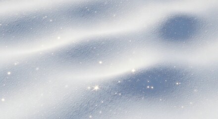 Soft, undulating drifts of fresh, powdery snow blanketed with sparkling ice crystals catching the sunlight.