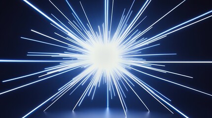 Blue Abstract Light Burst with Futuristic Lens Flare on Dark Background
