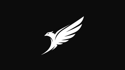 White Bird Silhouette Flying in Air.