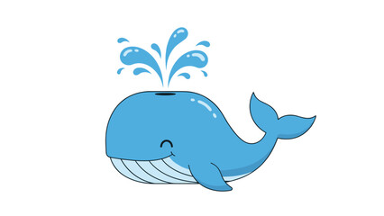 Blue Whale Illustration with Water Spout.
