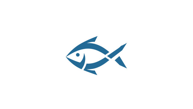 Blue Fish Icon Simple Design Element.