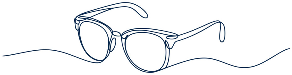 Minimalist continuous of dark blue sunglasses a white background eyewear accessory