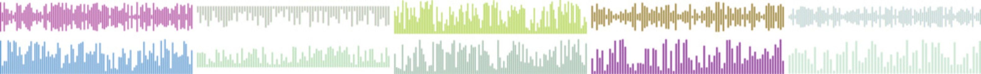 Set of 20 Colorful Digital Audio Sound Waves and Music Equalizer Spectrums EPS 10