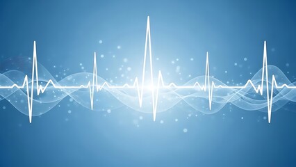 White E C G heartbeat line graph on blue background with light effects electrocardiogram