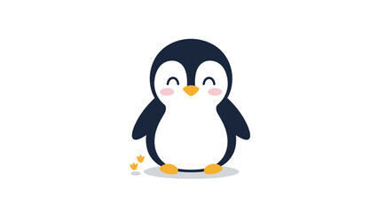 Obraz premium Happy Cartoon Penguin Character with Orange Feet.