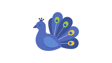 Blue Peacock with Vibrant Feathers Display.