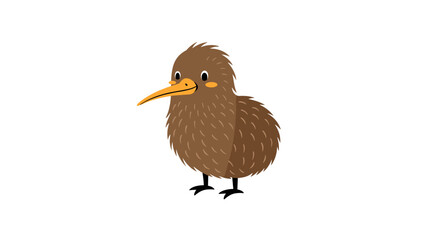 Cartoon Brown Bird with Yellow Beak.