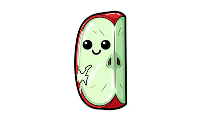 Cartoon Avocado Character with Smiling Face.
