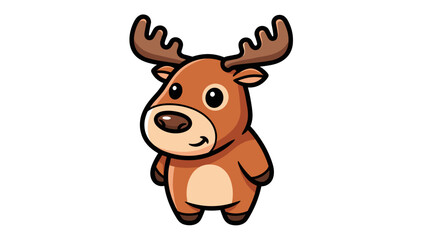 Cartoon Deer with Antlers Standing.
