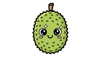 Cartoon Durian Fruit Character with Smile.