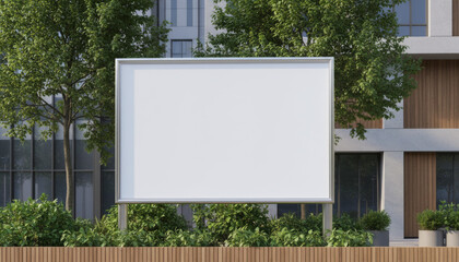 Blank billboard and sign on urban street with empty advertising space
