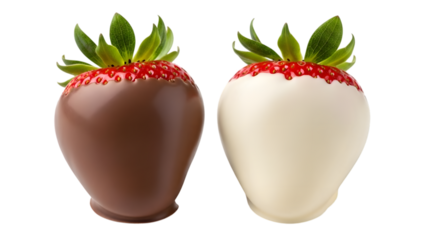 Chocolate dipped strawberries isolated on transparent background