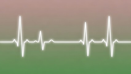 White electrocardiogram line on green and pink gradient background heartbeat white line green background